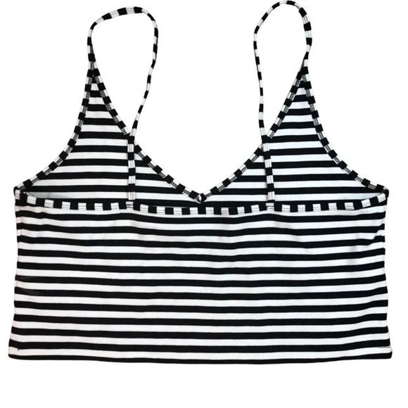Aritzia Sunday Best Roxboro Striped V-Neck Tank Top | Black & White Size L - Picture 3 of 8